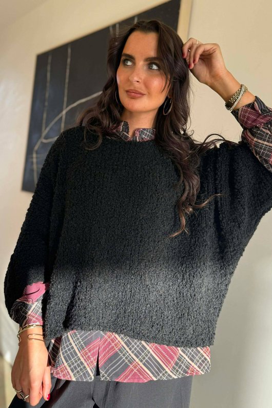 Ainsley Plaid Chiffon Blouse Burgundy